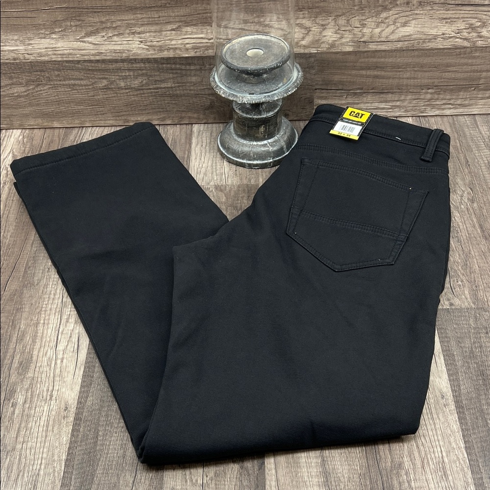 NWT CAT Men's Fleece Lined Canvas pant Black Size 32